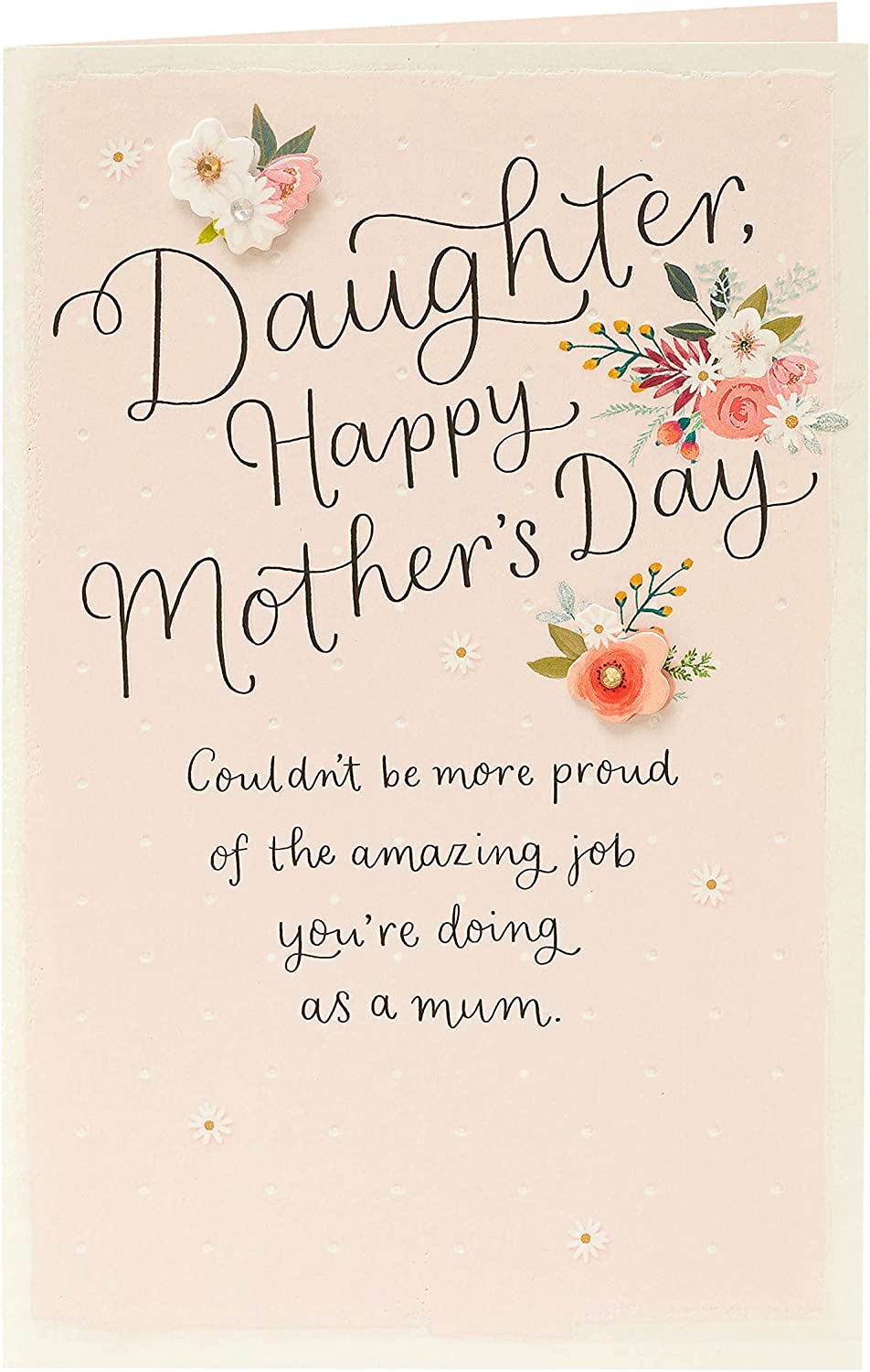 Mother's Day greeting card for daughter with 3D effect, UK Greetings, featuring colorful floral design and heartfelt message.