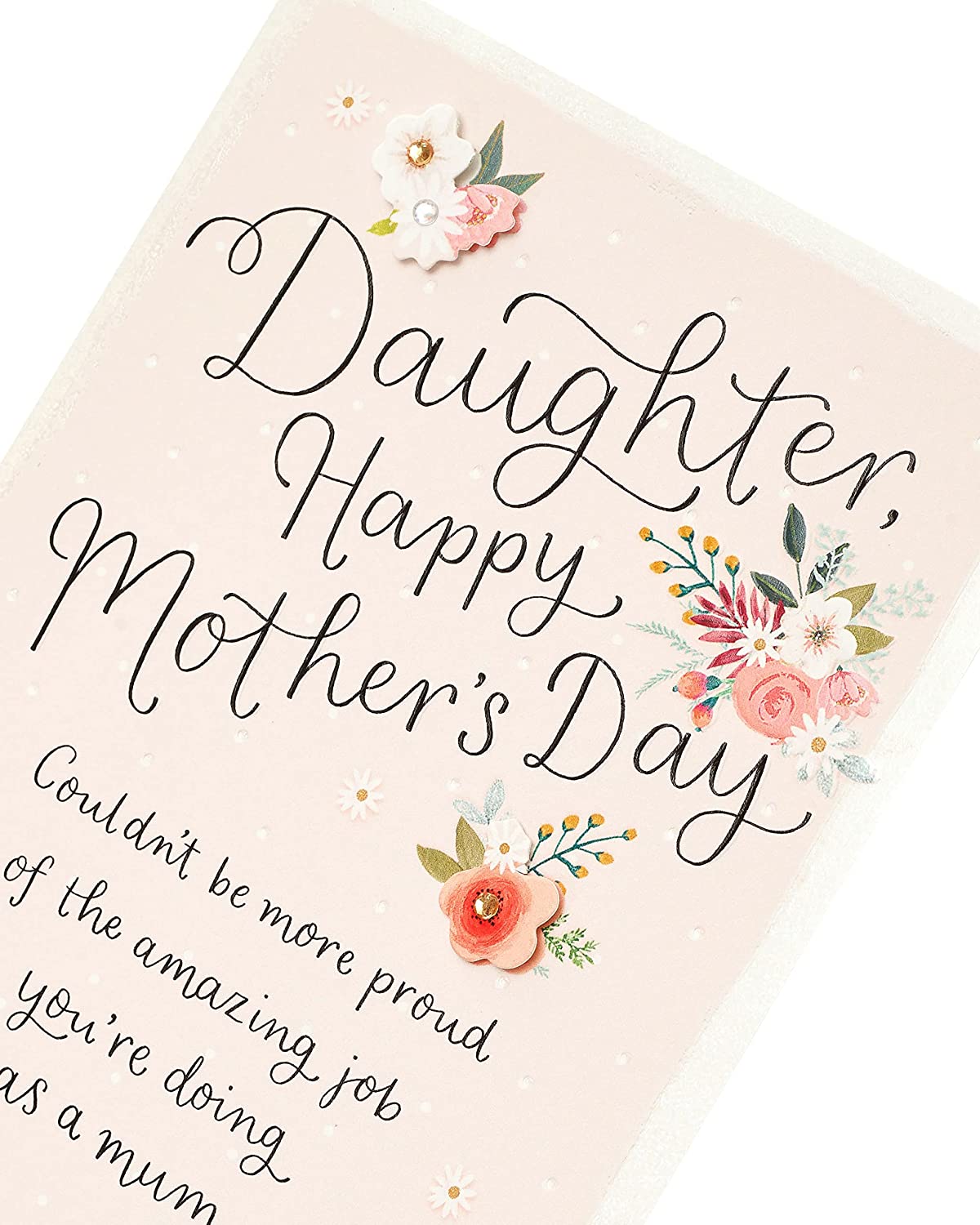 Mother's Day greeting card for daughter with 3D effect, UK Greetings, featuring heartfelt design and vibrant colors.