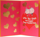 Fun cartoon Mother’s Day greeting card for wife with blue envelope, UK Greetings, featuring cheerful design and heartfelt message.