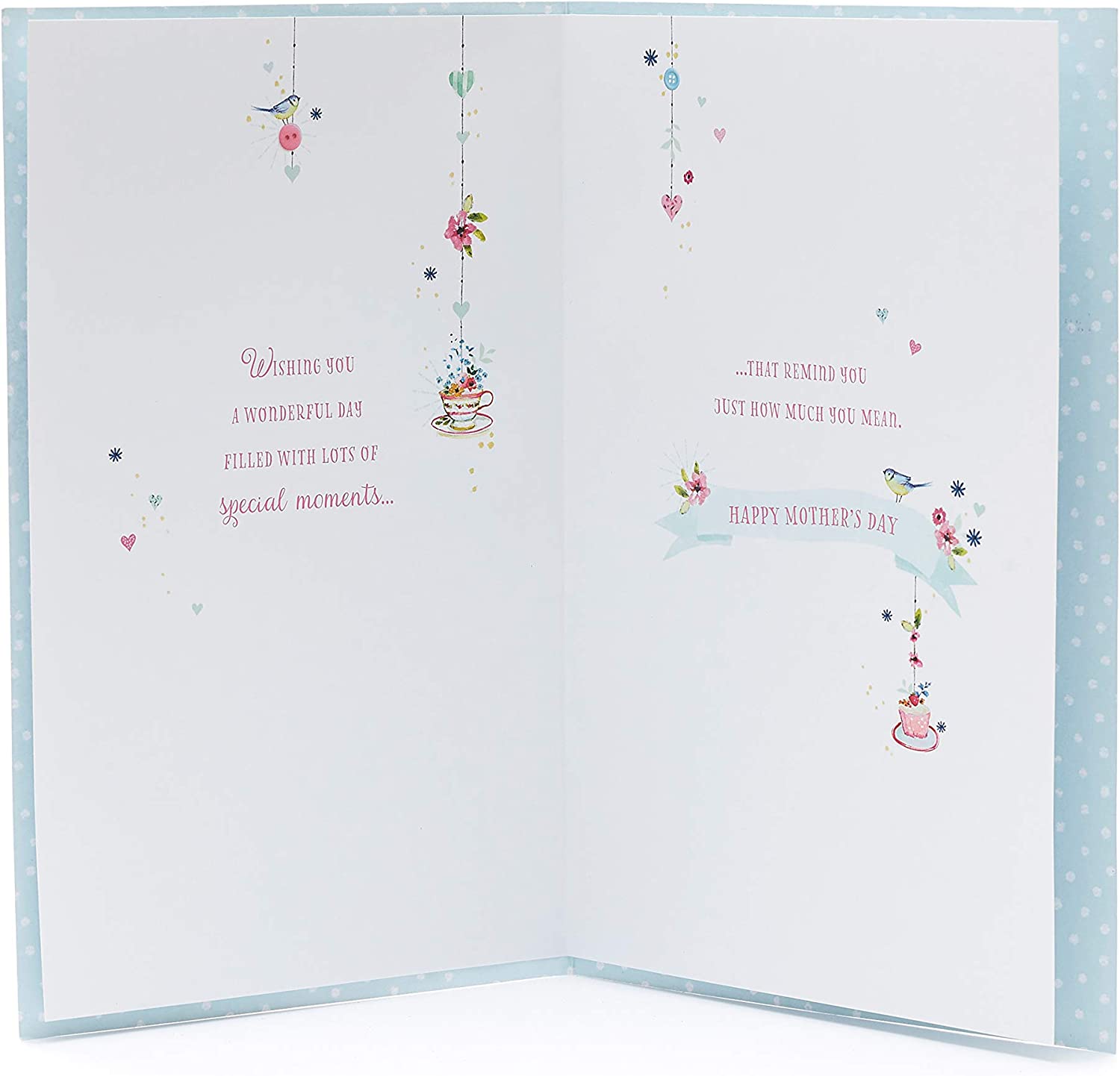 UK Greetings Mother's Day card featuring a heartfelt message from a grandchild, with colorful floral design and festive accents.