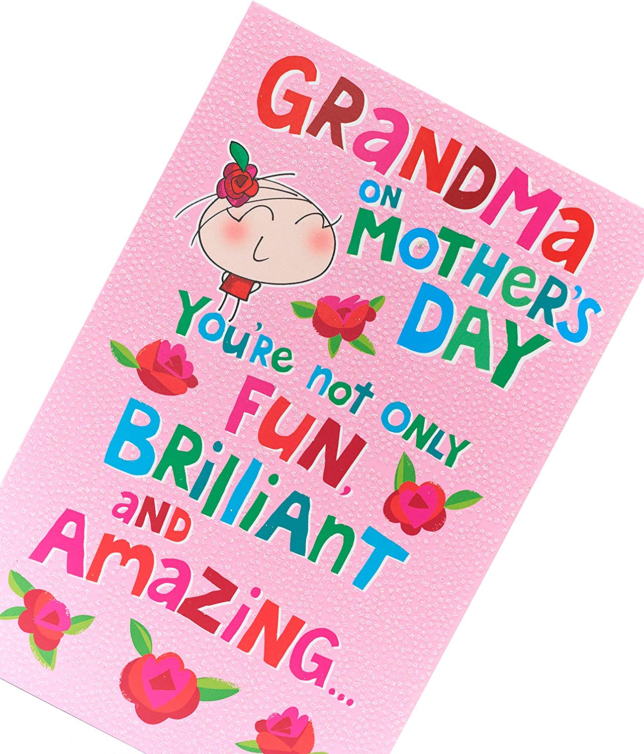 UK Greetings Mother's Day greeting card featuring a fun design for Grandma from a grandchild, perfect for celebrating Grandma.