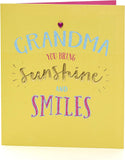 Mother's Day greeting card from UK Greetings with a cheerful sunshine and smile design for grandma.