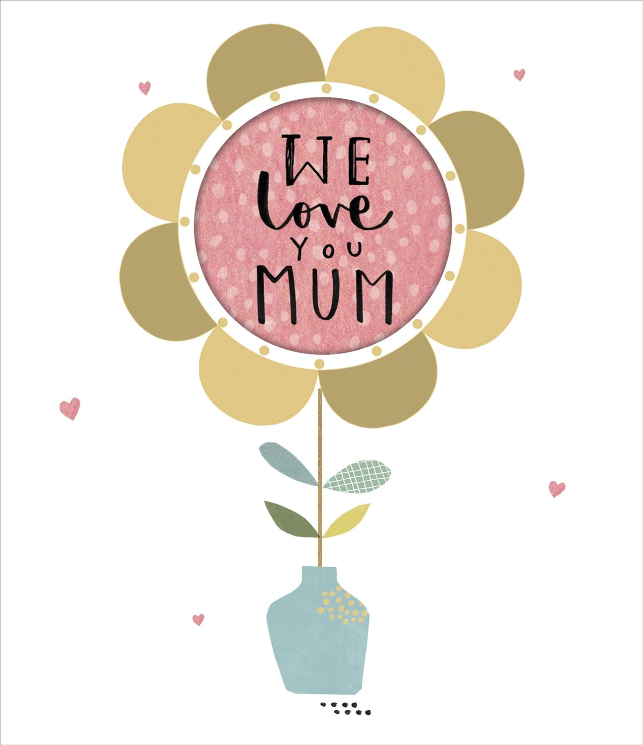 Foil-finished Mother's Day greeting card by UK Greetings with "We Love You Mum" message and floral design.