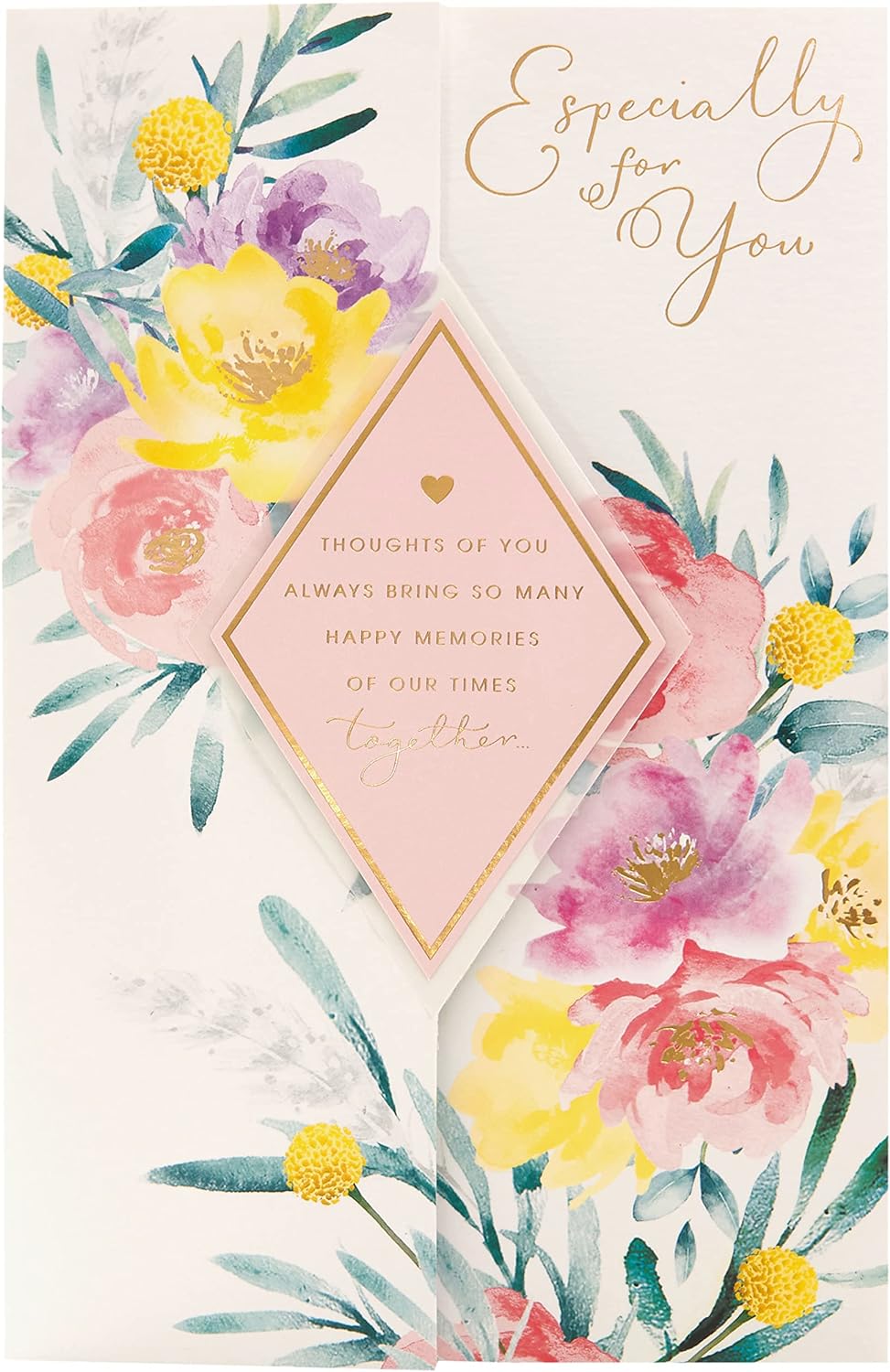 Beautiful floral design Mother's Day greeting card with envelope from UK Greetings, featuring vibrant blossoms and elegant details.