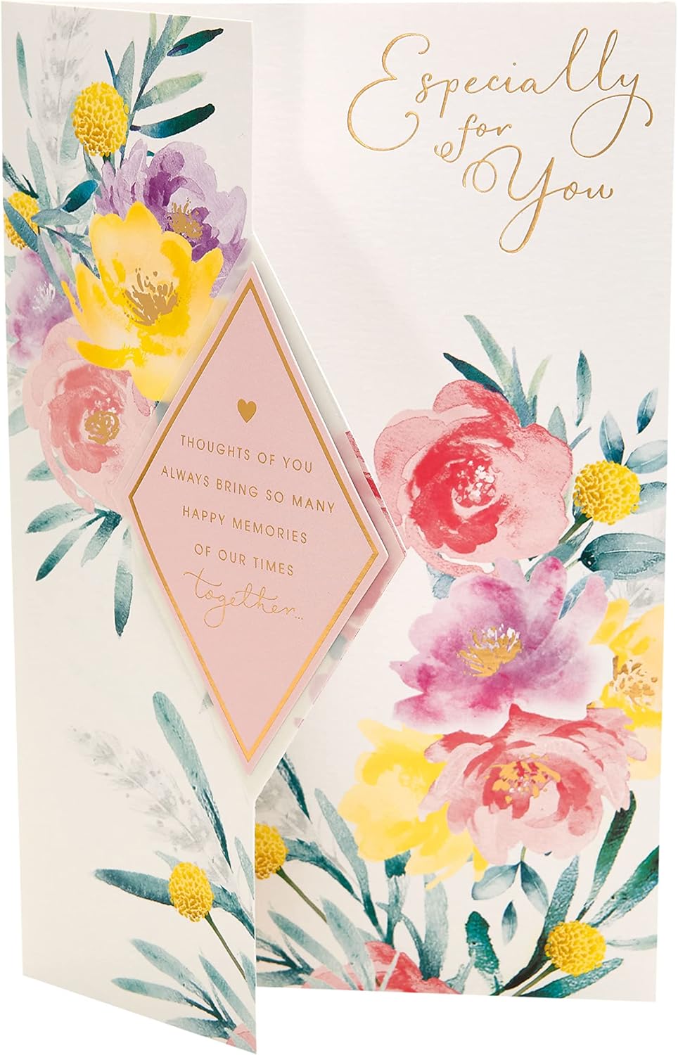 Beautiful floral design Mother's Day greeting card with envelope from UK Greetings, featuring vibrant flowers and elegant details.