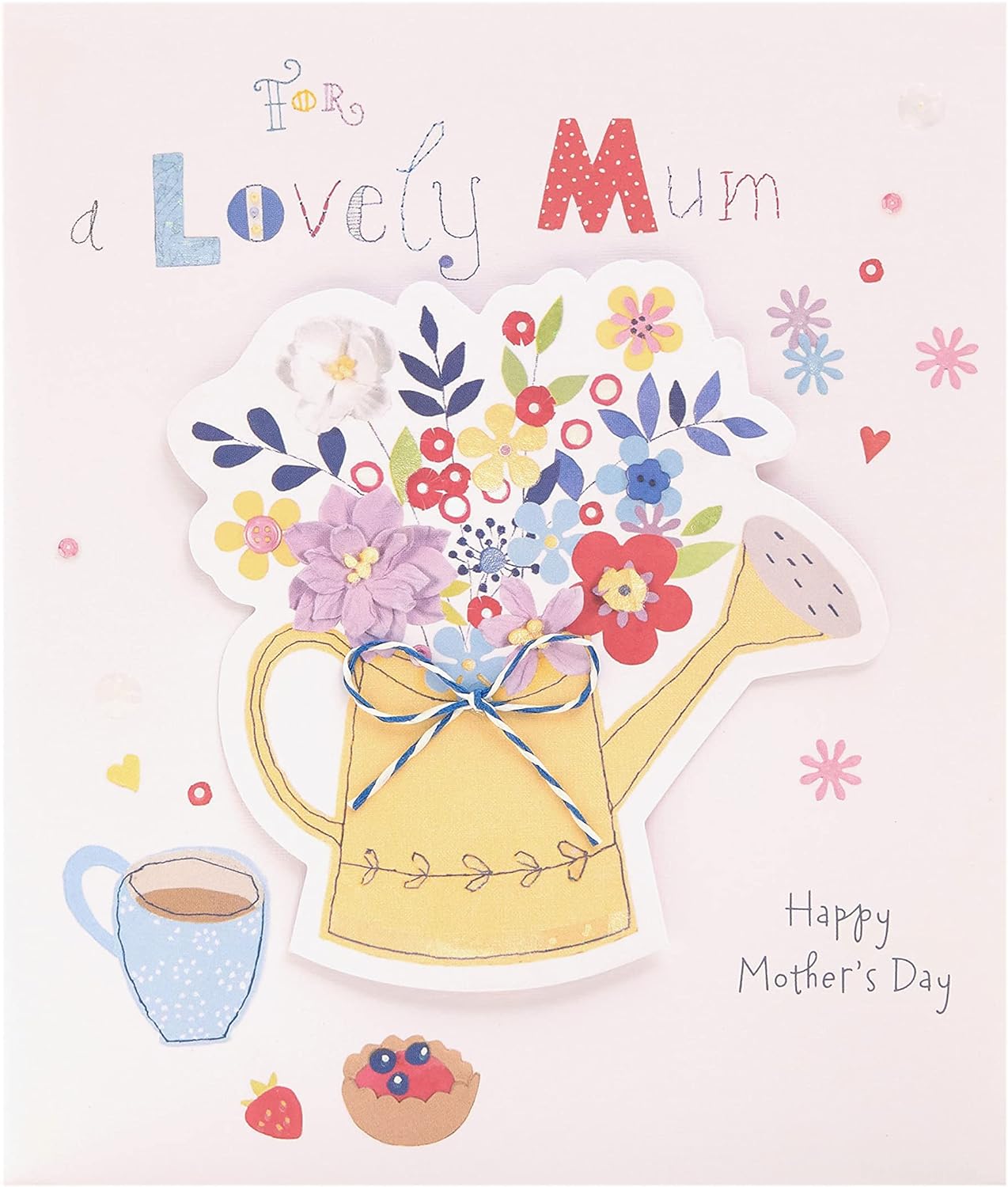 Cute watering can design greeting card from UK Greetings with envelope, perfect for Mother's Day celebration.