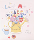 Cute watering can design greeting card from UK Greetings with envelope, perfect for Mother's Day celebration.