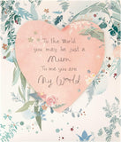 Mother's Day greeting card with heart and leaves design from UK Greetings, shown with envelope.