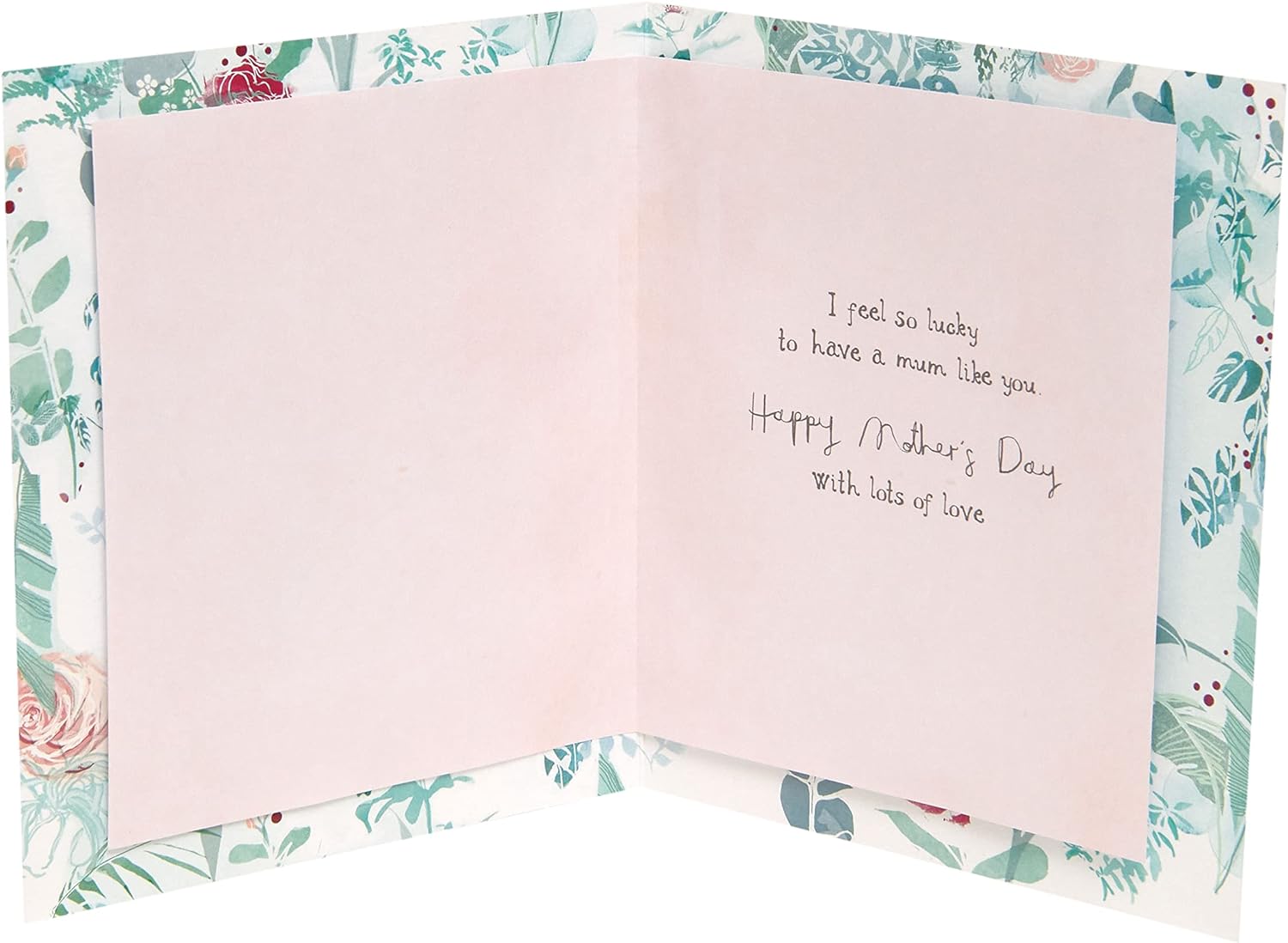 Mother's Day greeting card with heart and leaves design from UK Greetings, shown with envelope on white background.