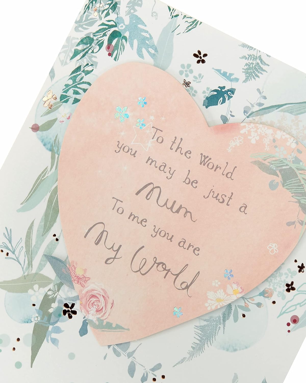 Mother's Day greeting card with heart and leaves design and matching envelope from UK Greetings.