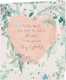 Mother's Day greeting card with heart and leaves design from UK Greetings, featuring a floral illustration with an envelope.