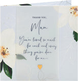 Light flower design Mother's Day greeting card from UK Greetings with envelope, measuring 210x210mm.