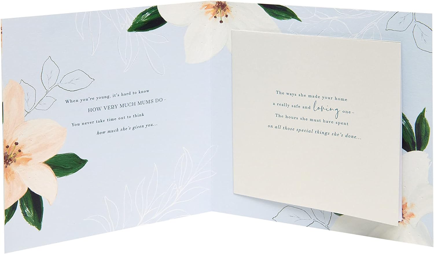 Mother's Day greeting card with light flower design and envelope, 210x210mm, by UK Greetings.