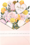 Mother's Day greeting card with envelope featuring Nan pop-up design, measuring 149x229mm, by UK Greetings.