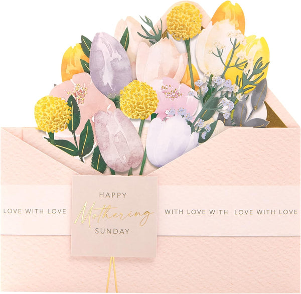 Mother's Day greeting card with pop-up flower design and envelope, 181x181mm, from UK Greetings.