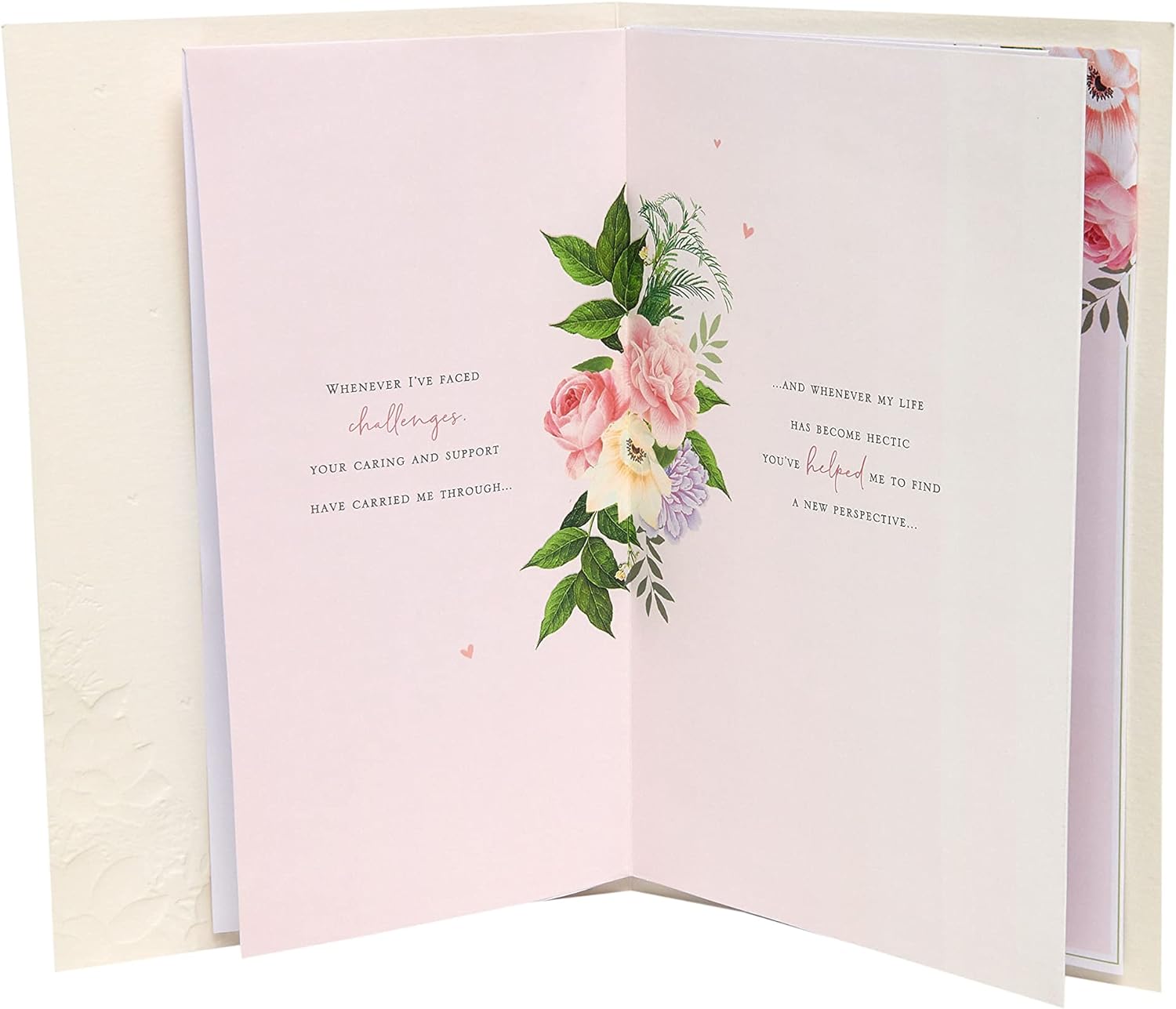 White Mother's Day greeting card with pretty perfume design and envelope, featuring floral accents for a thoughtful gesture.