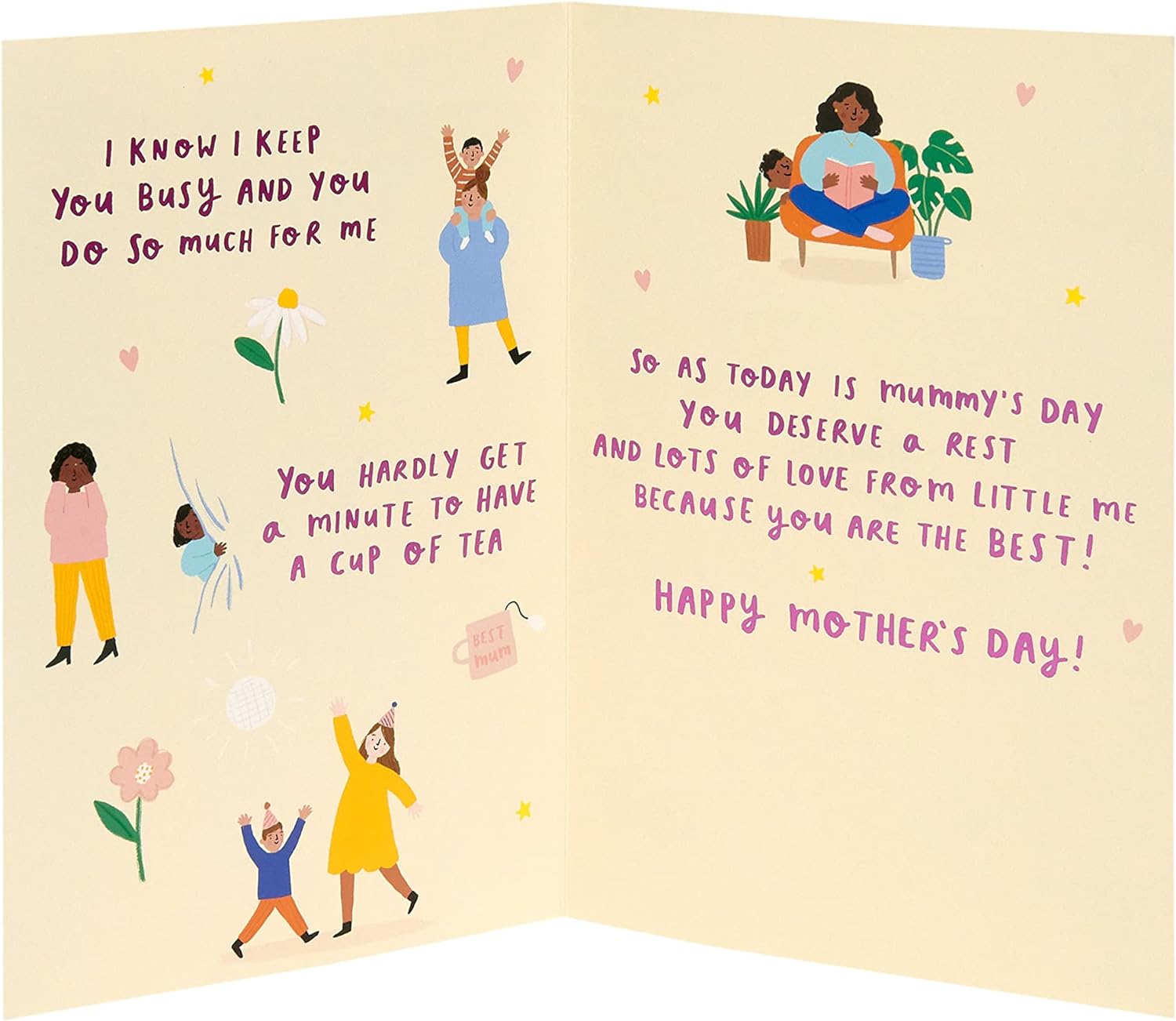 Mother's Day greeting card with envelope featuring a sweet mummy design, perfect for celebrating moms.