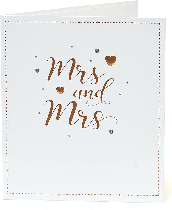 Mrs & Mrs wedding greeting card from UK Greetings featuring two brides, ideal for celebrating same-sex marriage congratulations.