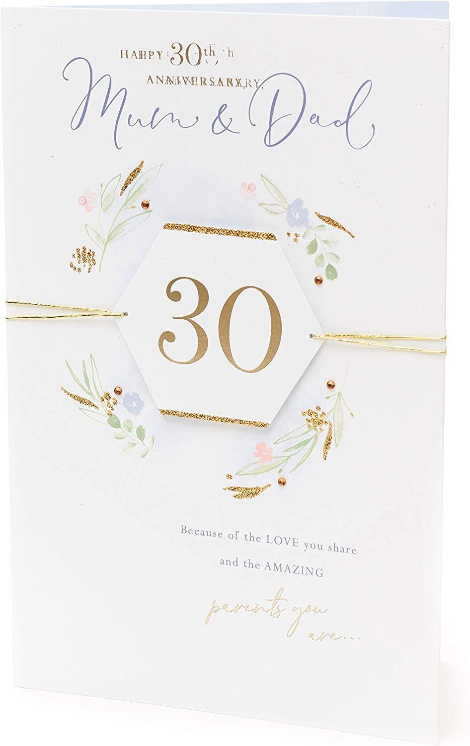 UK Greetings Mum and Dad 30th Anniversary greeting card with heartfelt design and celebratory message for special occasion