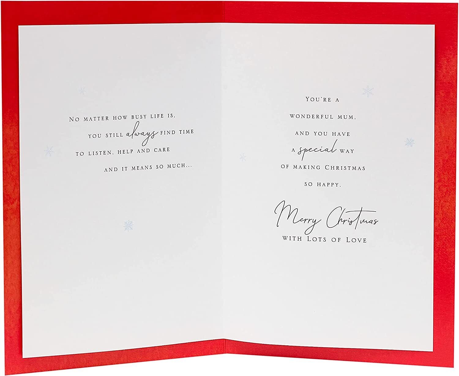 Mum Christmas greeting card with heartfelt festive design featuring love and holiday motifs, by UK Greetings.