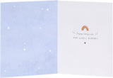 New baby boy greeting card with washing line design, featuring adorable illustrations for celebrating a baby boy event.