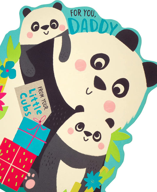 Panda Father's Day greeting card from kids, UK Greetings, featuring a cute panda design and heartfelt message for Dad.