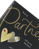 Dark and gold design partner Valentine's Day greeting card for him or her with envelope, from UK Greetings.