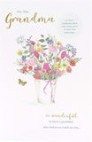 Personalized Grandma milestone birthday greeting card with floral design, from UK Greetings, featuring custom text for special occasion.