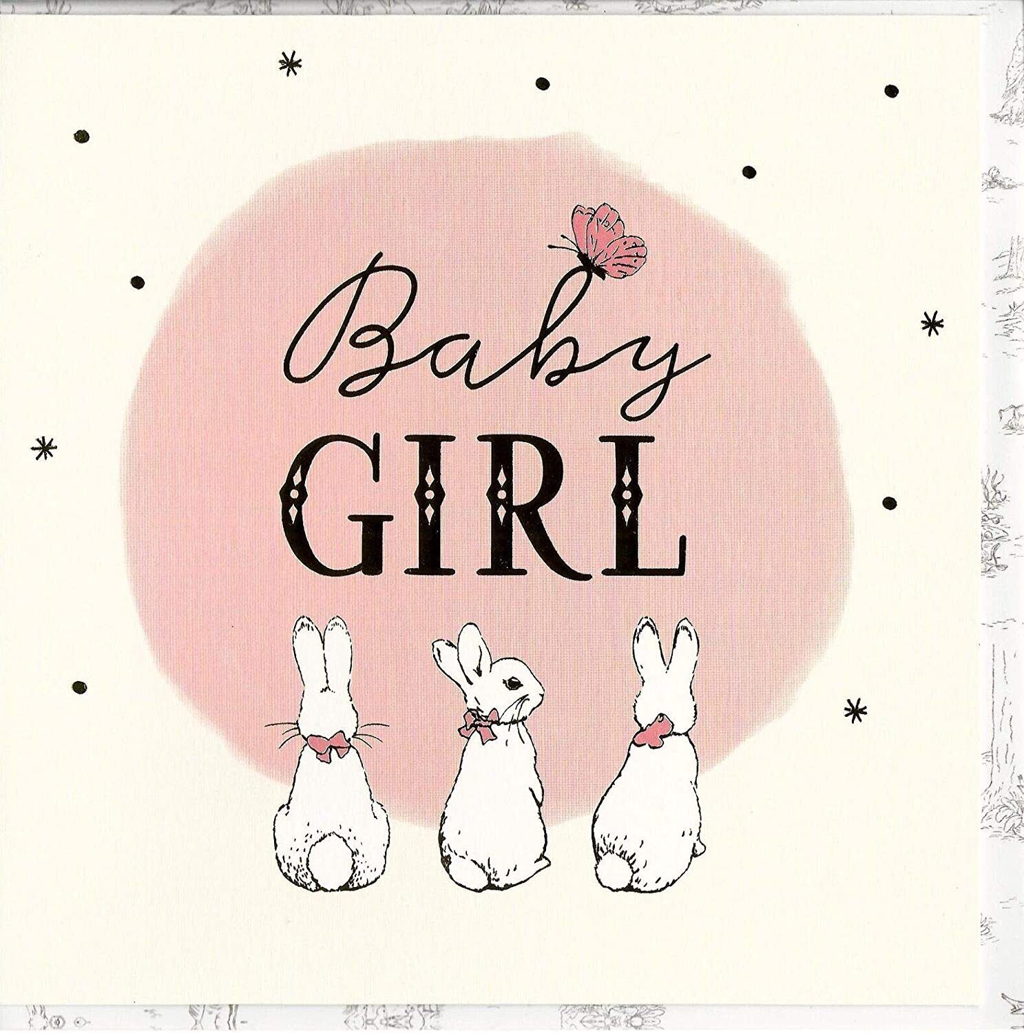 Peter Rabbit baby girl greeting card by UK Greetings featuring adorable illustration for special occasions
