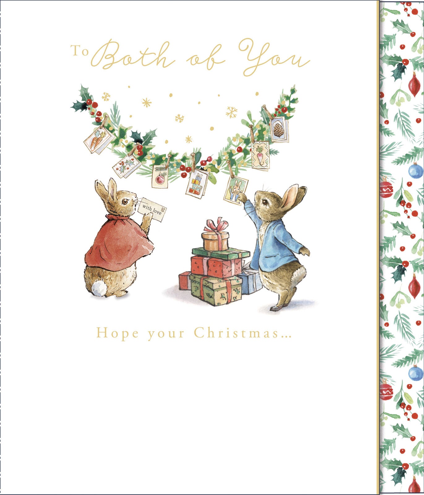 Peter Rabbit Both of You Christmas greeting card by UK Greetings featuring festive illustration of Peter Rabbit and friends.
