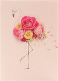 Pink floral flamingo greeting card featuring a colorful flamingo design, perfect for birthday celebrations.