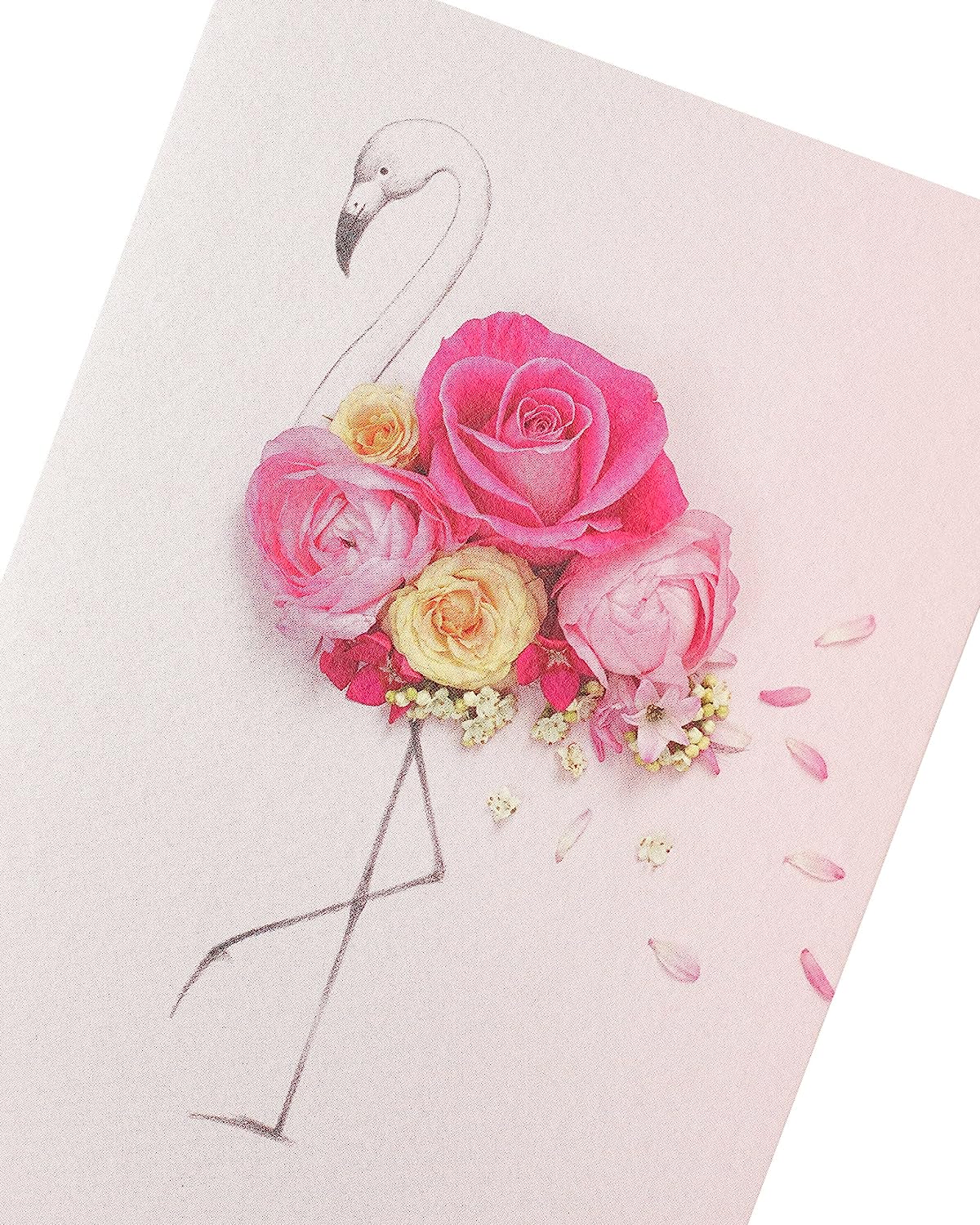 Pink floral flamingo birthday greeting card with colorful floral accents, designed by UK Greetings.