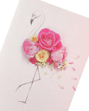 Pink floral flamingo birthday greeting card with colorful floral accents, designed by UK Greetings.