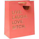 Large "Live Laugh Love" funny gift bag featuring playful lettering, ideal for greeting occasions, by UK Greetings.
