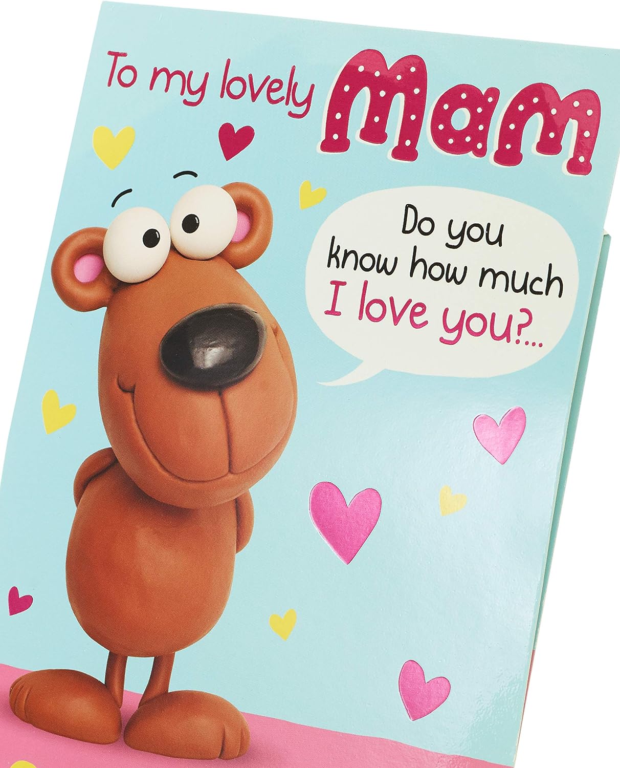 Pop-up design Lovely Mam Mother's Day greeting card by UK Greetings, featuring colorful floral and heart details.