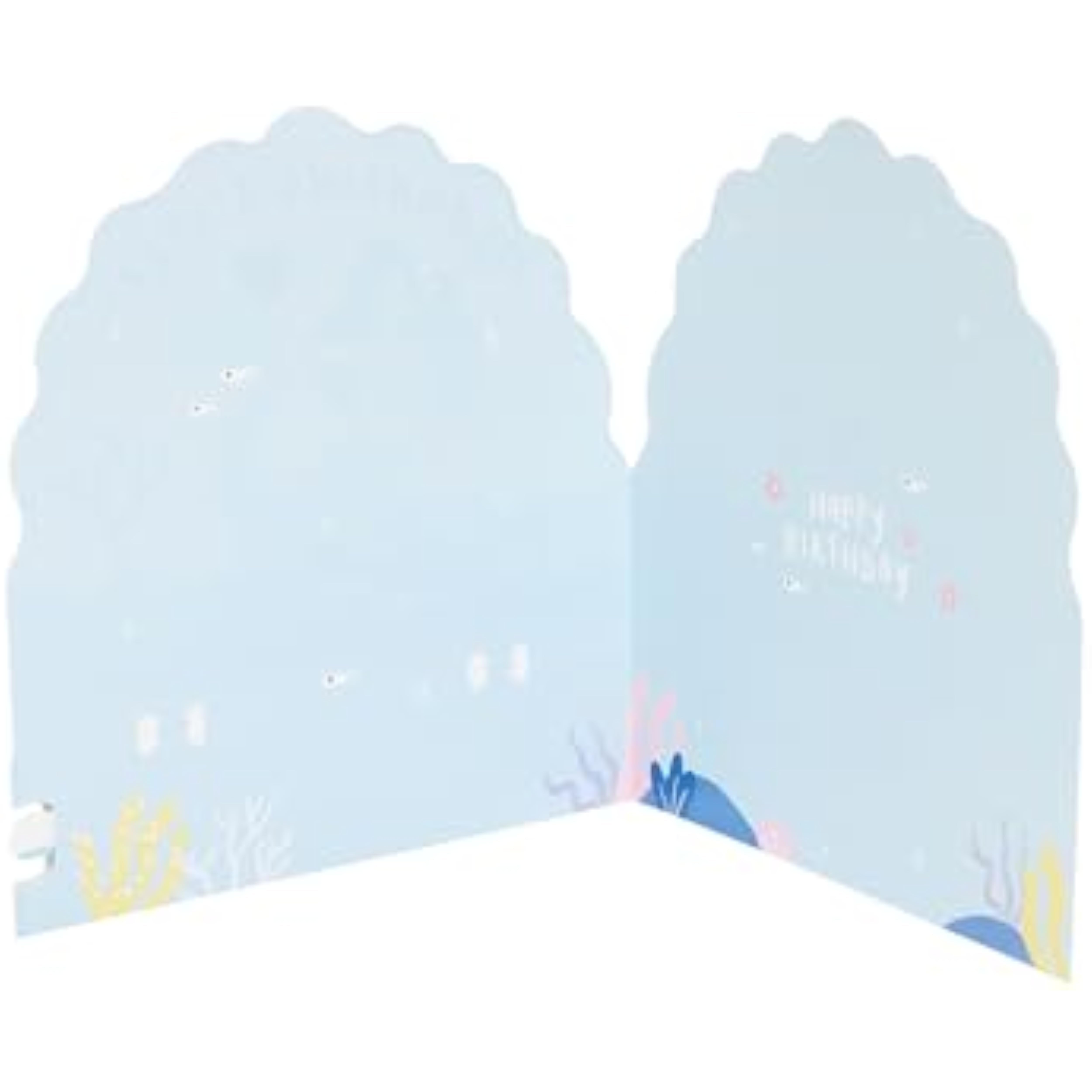 Colorful pop-up mermaid sister birthday card by UK Greetings featuring vibrant underwater scene and playful mermaid design.