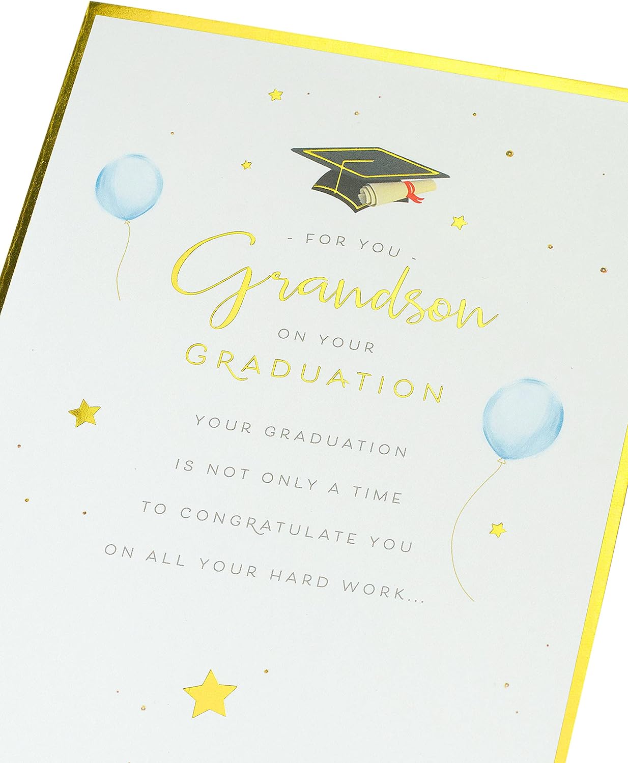 UK Greetings proud grandson graduation congratulations greeting card with celebratory design and heartfelt message.