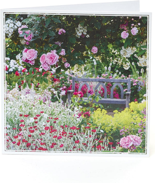 UK Greetings RHS Pretty Garden greeting card with colorful floral design and blank inside for personalized messages.