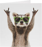 Rockin' Raccoon birthday greeting card for him by UK Greetings, featuring a playful raccoon design and festive birthday theme.