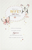 Romantic gold foil wife anniversary greeting card with elegant design from UK Greetings, featuring heartfelt message for special occasion.