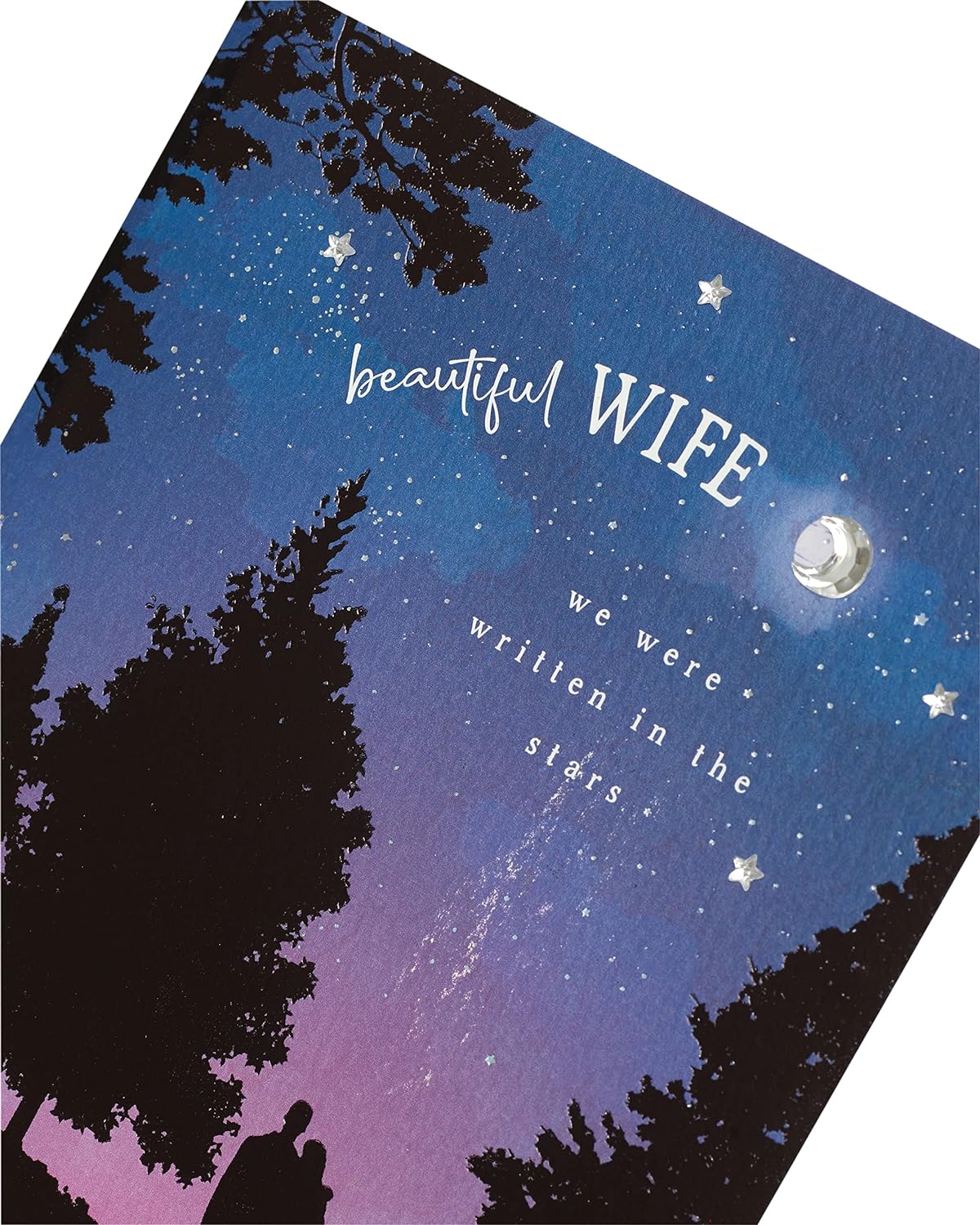 Romantic Starlit Design Wife Valentine's Day greeting card by UK Greetings featuring a heartfelt message and starry night illustration.