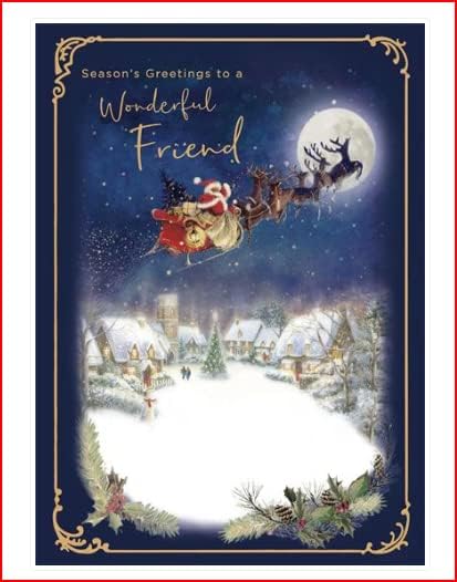 Season’s Greetings Christmas card for a friend, featuring festive design and heartfelt message from UK Greetings.