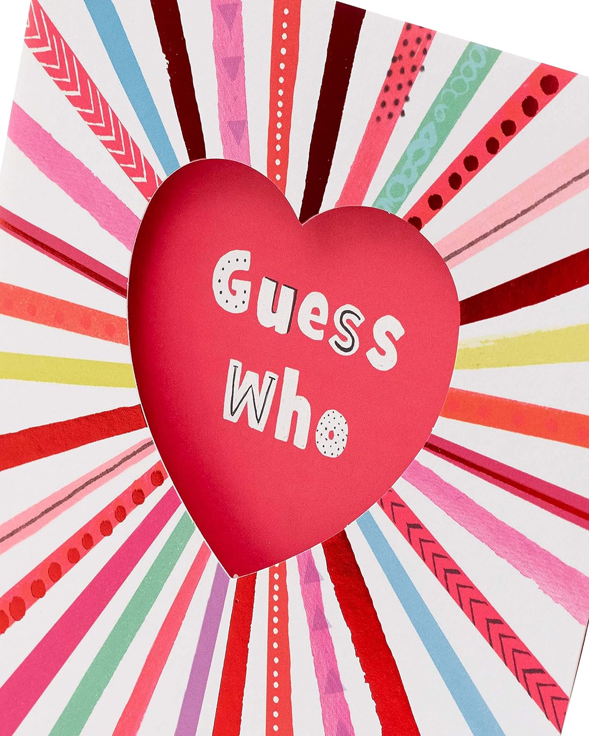 Secret Admirer Guess Who? Valentine's greeting card by UK Greetings featuring a romantic design and playful mystery theme.