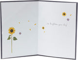Sending You Sunshine sunflower design greeting card from UK Greetings with bright sunflower illustration on front.