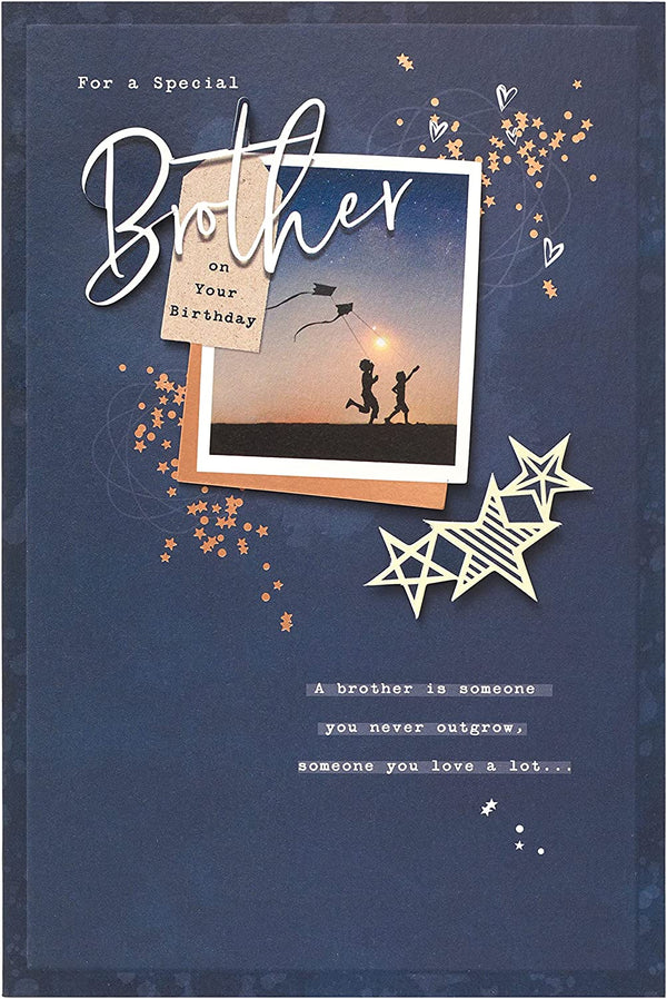 Sentimental birthday greeting card for an amazing brother featuring heartfelt message and colorful design by UK Greetings.