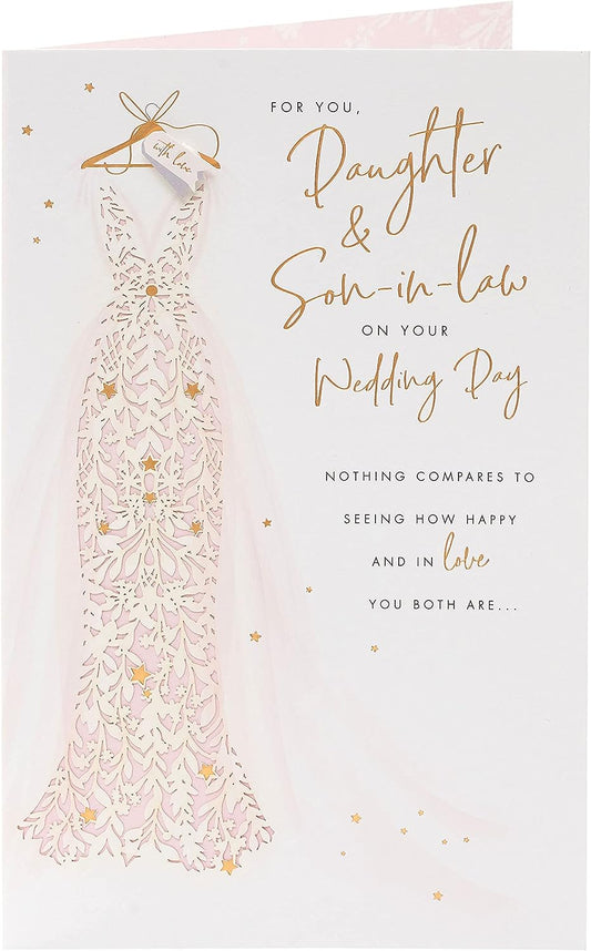 Sentimental Daughter Wedding Greeting Card from UK Greetings, featuring heartfelt message and elegant design for special occasion.