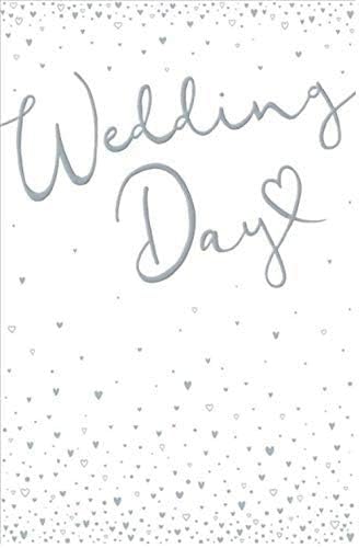 Silver holographic wedding hearts greeting card from UK Greetings, featuring romantic heart designs and "Congrats" text.