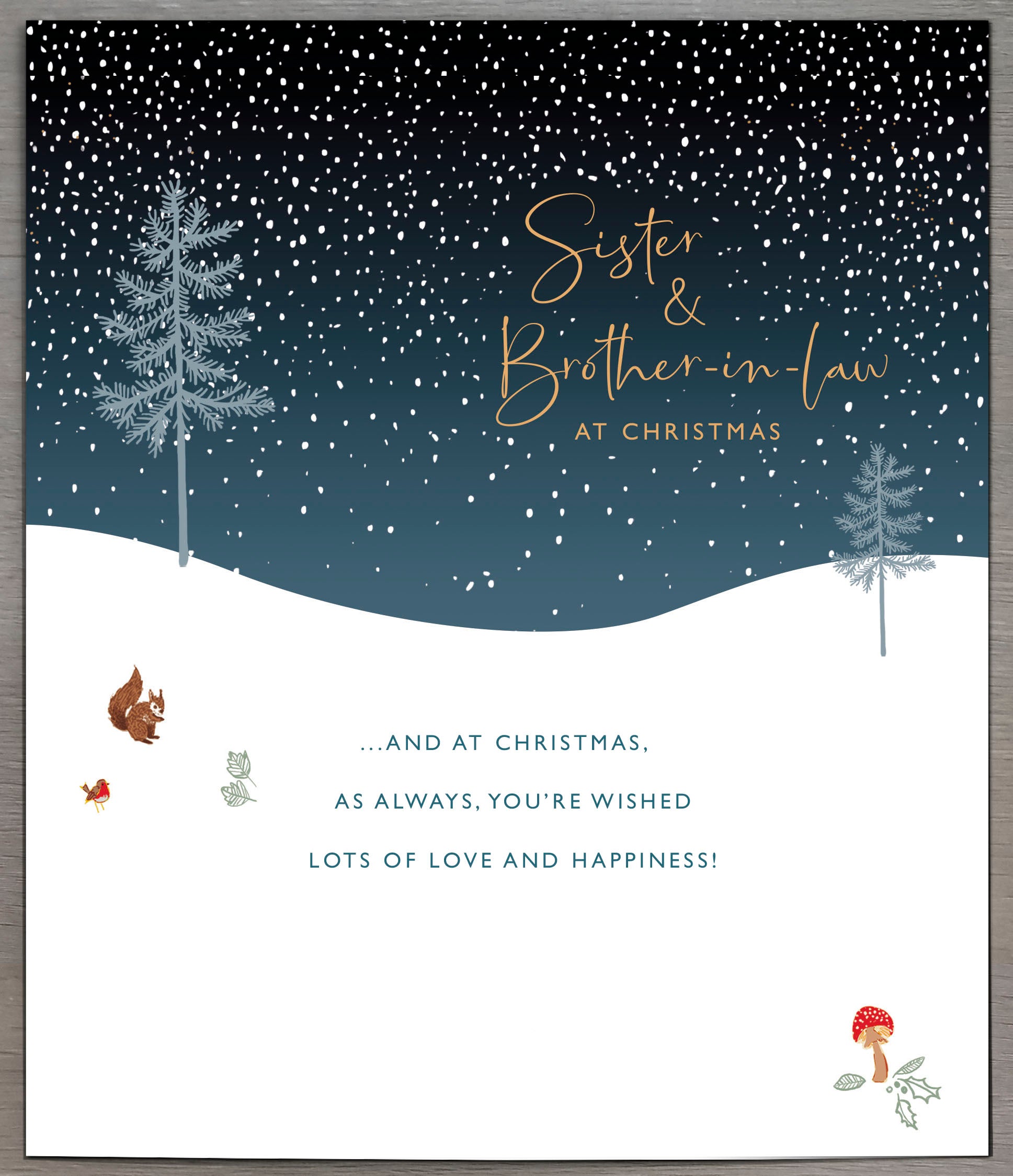 UK Greetings Sister & Brother-in-Law Christmas Card featuring a festive deer holiday scene design with seasonal greeting imagery.