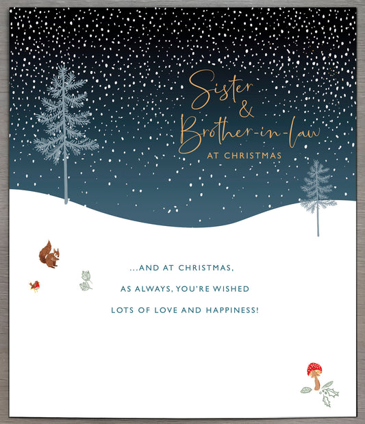 UK Greetings Sister & Brother-in-Law Christmas Card featuring a festive deer holiday scene design with seasonal greeting imagery.