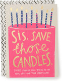 Sister Save The Candles birthday greeting card from UK Greetings featuring festive candle illustrations.